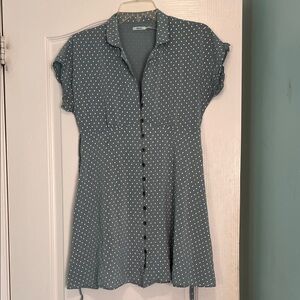 Kimchi Blue Polka Dot Mini Dress - Blue and White